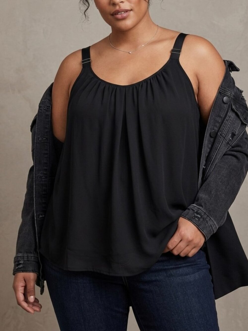 NWT Lane Bryant Black Cami Top Size 24 Ribbon Straps Capsule Layer Whimsigoth